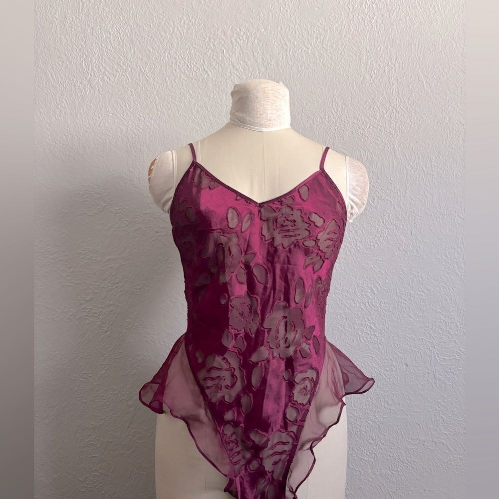 Victorias Secret Gold Label Maroon Floral Teddy Size Small